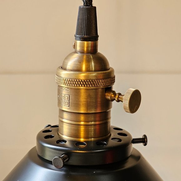 Industrial Pendant Farmhouse Light - Black Steel Shade - Edison Lighting - Picture 2 of 4